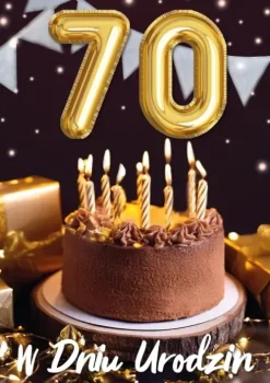 Kartka urodzinowa 70- ste urodziny trójwymiarowa 3D 1 szt.