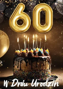 Kartka urodzinowa 60- ste urodziny trójwymiarowa 3D 1 szt.