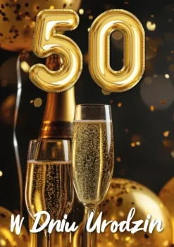 Kartka urodzinowa 50- ste urodziny trójwymiarowa 3D 1 szt.