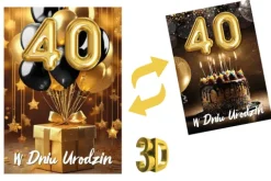 Kartka urodzinowa 40- ste urodziny trójwymiarowa 3D 1 szt.