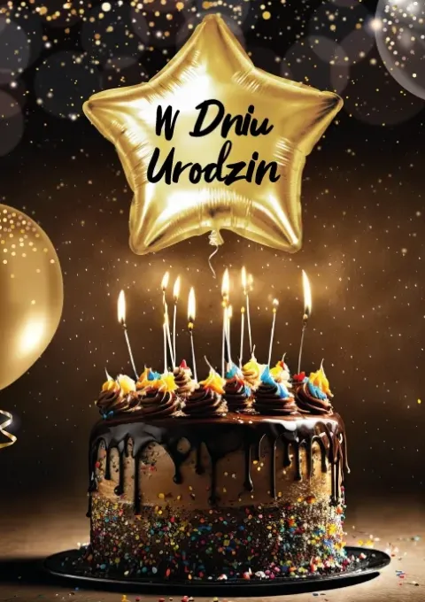 Kartka urodzinowa trójwymiarowa 3D "W dniu urodzin" 1 szt.