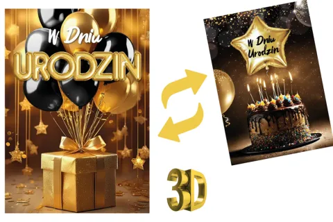 Kartka urodzinowa trójwymiarowa 3D "W dniu urodzin" 1 szt.