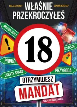 Kartka urodzinowa 18 urodziny Mandat DLA NIEGO