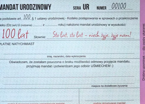 Kartka urodzinowa 18 urodziny Mandat DLA NIEGO