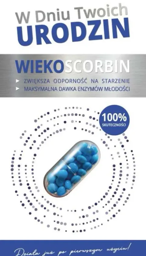 Kartka urodzinowa WiekoScorbin z tabletkami