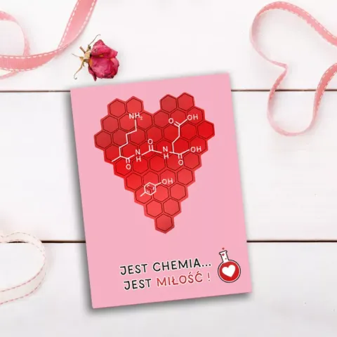 Kartka z życzeniami na Walentynki "Jest chemia... jest miłość"