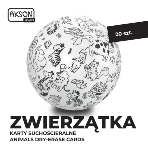 Karty suchościeralne do zabaw ZWIERZĄTKA zestaw 20 szt.