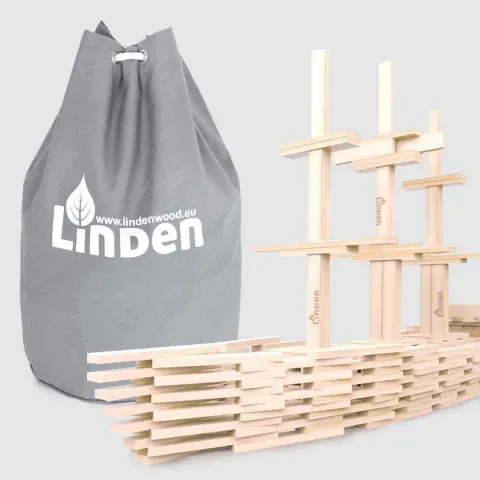 Klocki drewniane Linden, zestaw 500 szt. w worku żeglarskim