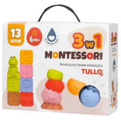 Klocki sensoryczna i piramidka zestaw edukacyjny Montessori