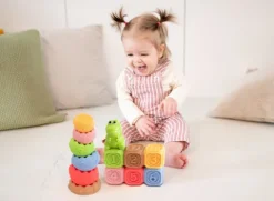 Klocki sensoryczna i piramidka zestaw edukacyjny Montessori