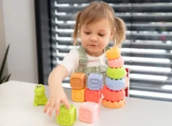 Klocki sensoryczna i piramidka zestaw edukacyjny Montessori