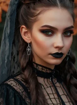 Kolczyki trumny czarne Halloween