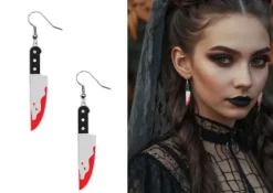 Kolczyki zakrwawione noże Halloween