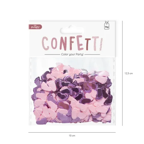Konfetti foliowe 15g niebieskie lub różowe stópki Baby Shower