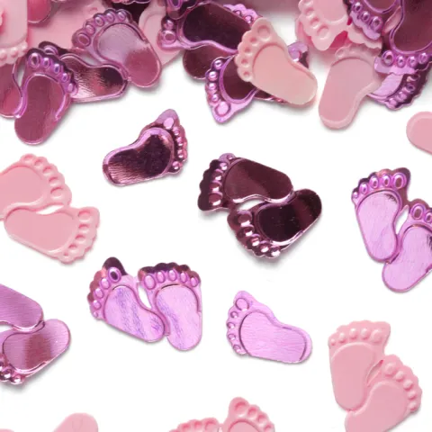 Konfetti foliowe 15g niebieskie lub różowe stópki Baby Shower