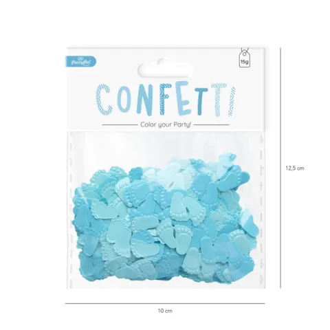 Konfetti foliowe 15g niebieskie lub różowe stópki Baby Shower