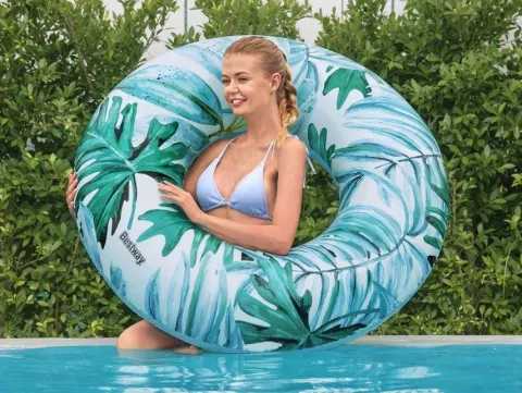 Koło dmuchane do pływania 119 cm tropikalne liście