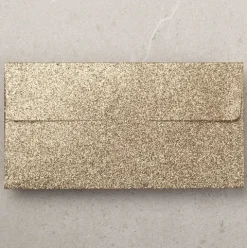 Koperta podarunkowa z bilecikiem złoty róż brokatowa 17x9 cm 1 szt.