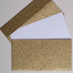 Koperta podarunkowa z bilecikiem złoty róż brokatowa 17x9 cm 1 szt.