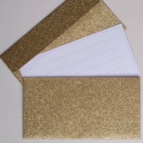 Koperta podarunkowa z bilecikiem złoty róż brokatowa 17x9 cm 1 szt.