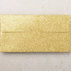 Koperta podarunkowa z bilecikiem złota brokatowa 17x9 cm 1 szt.