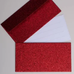 Koperta podarunkowa z bilecikiem czerwona brokatowa 17x9 cm 1 szt.