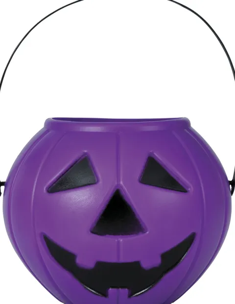 Koszyk na słodycze wiaderko DYNIA okrągłe fioletowe Halloween