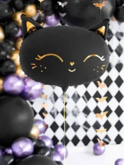 Kotek czarny balon foliowy 48x36 cm