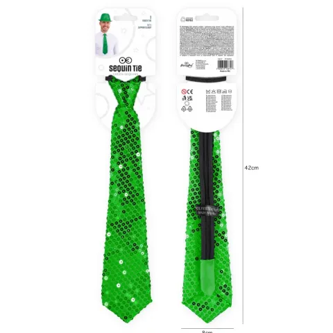 Krawat cekinowy zielony 36 cm