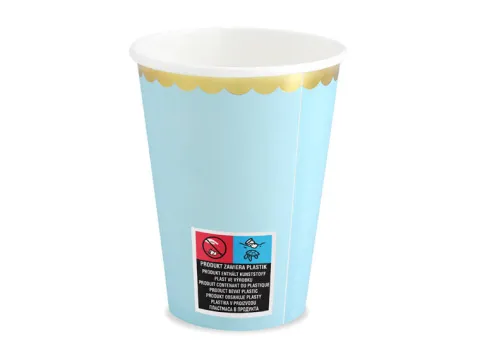 Kubeczki jednokolorowe papierowe złoto-niebieskie 220 ml 6 szt.