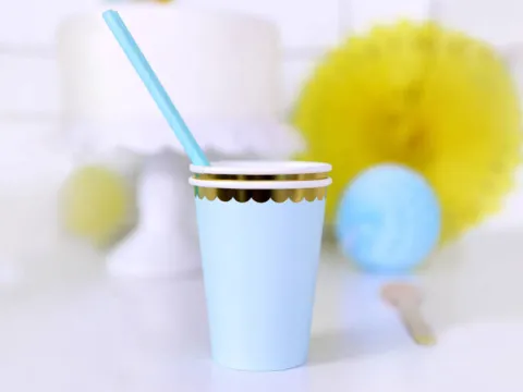 Kubeczki jednokolorowe papierowe złoto-niebieskie 220 ml 6 szt.