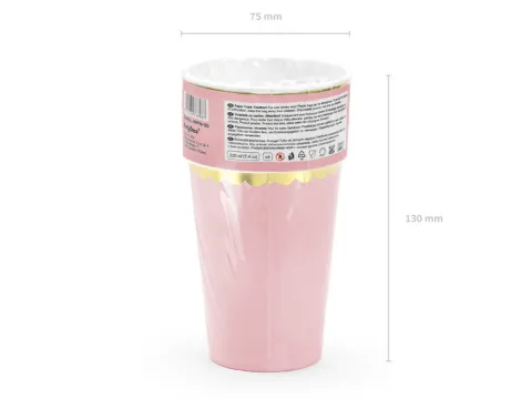 Kubeczki jednokolorowe papierowe złoto-różowe 220 ml 6 szt.