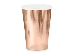 Kubeczki jednokolorowe złoty róż papierowe 220 ml 6 szt.