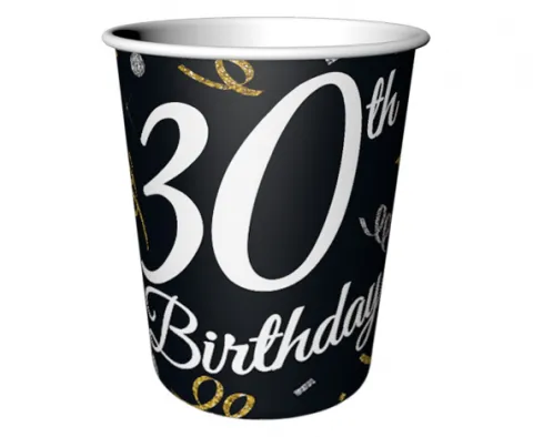Kubeczki papierowe 30 URODZINY 200 ml 6 szt.