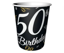 Kubeczki papierowe 50 URODZINY 200 ml 6 szt.