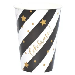 Kubeczki papierowe Celebrate paski gwiazdki 8 szt. Sylwester