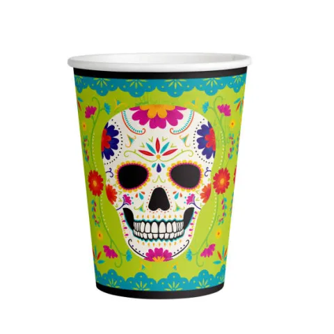 Kubeczki papierowe Dia de los Muertos skull meksykańskie 250 ml