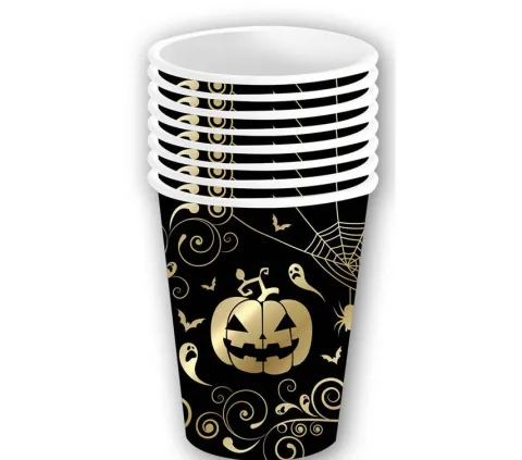 Kubeczki papierowe Dynia Pajęczyny HALLOWEEN 240 ml 6 szt.