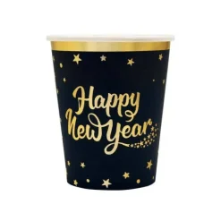 Kubeczki papierowe Happy New Year Sylwester 220ml 6 szt.