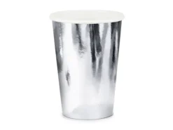 Kubeczki papierowe jednokolorowe Srebrne 220ml 6 szt
