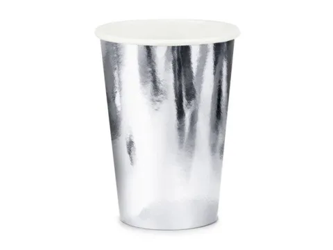 Kubeczki papierowe jednokolorowe Srebrne 220ml 6 szt