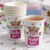 Kubeczki papierowe sówka BABY GIRL 8 szt