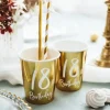Kubeczki papierowe 18th Birthday złote 220 ml 6 szt.
