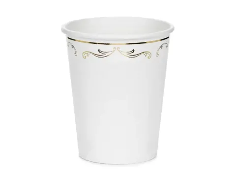 Kubeczki papierowe białe z ornamentem 220 ml 6 szt.