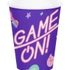Kubeczki papierowe Gaming Party fioletowe 256 ml 8 szt.