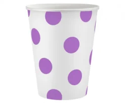 Kubeczki papierowe GROSZKI fioletowe 250 ml 6 szt.
