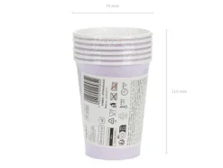 Kubeczki papierowe jednokolorowe lawendowe 250ml 6 szt. PartyDeco