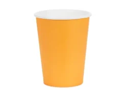 Kubeczki papierowe jednokolorowe pomarańczowe 250ml 6 szt. PartyDeco