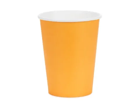 Kubeczki papierowe jednokolorowe pomarańczowe 250ml 6 szt. PartyDeco
