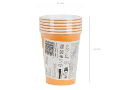 Kubeczki papierowe jednokolorowe pomarańczowe 250ml 6 szt. PartyDeco